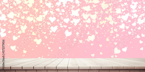 Fototapeta Naklejka Na Ścianę i Meble -  Colorful wooden platform background: love heart.

(3D rendering computer digitally generated illustration.)