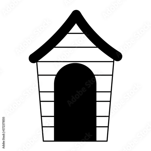 wooden pet house cartoon isolated white background design line icon