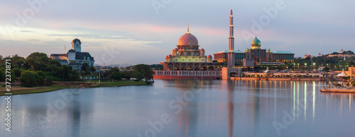 Putra Mosque view after sunrise, Putrajaya, Malaysia