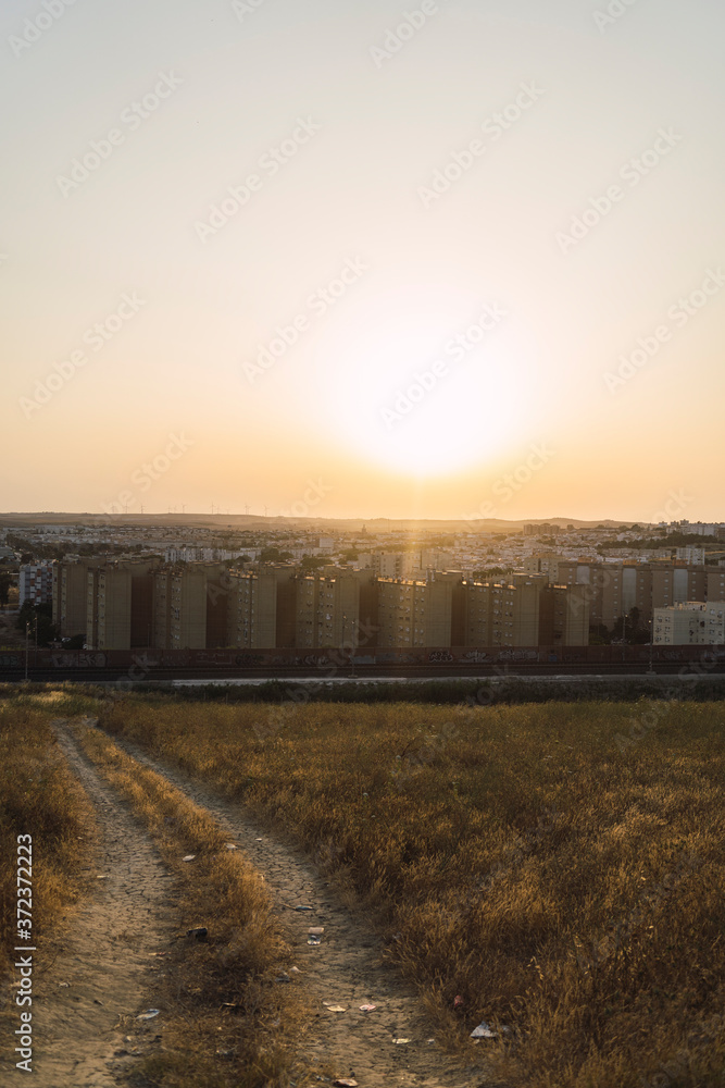 Vistas de un barrio normal de Jerez de la Frontera