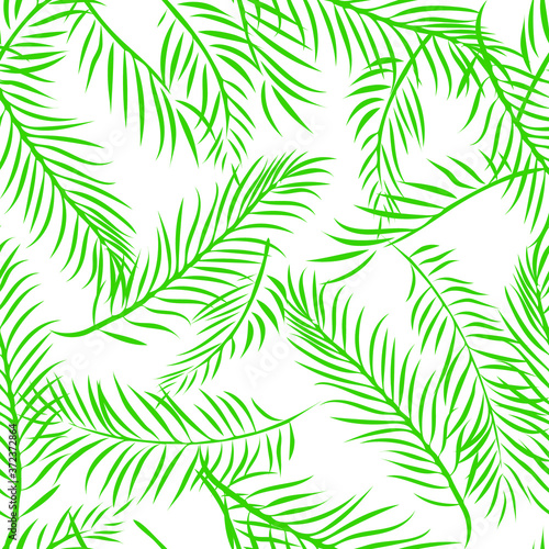 Hawaiian Palm Trees Tropical Green Floral Pattern On white Background. Tropical Flower Seamless repeat patterns