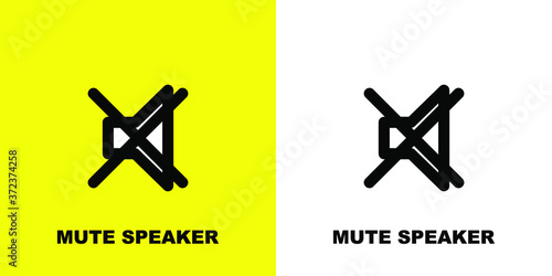 Speaker turn off sign. Black white vector illustration.