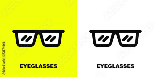 Square glasses. Black white vector illustration.