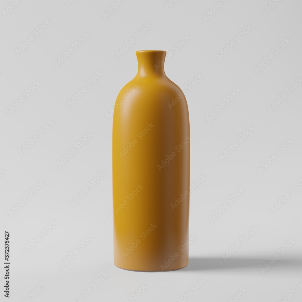 3D illustration rendering-  yellow ceramic vase with a white background