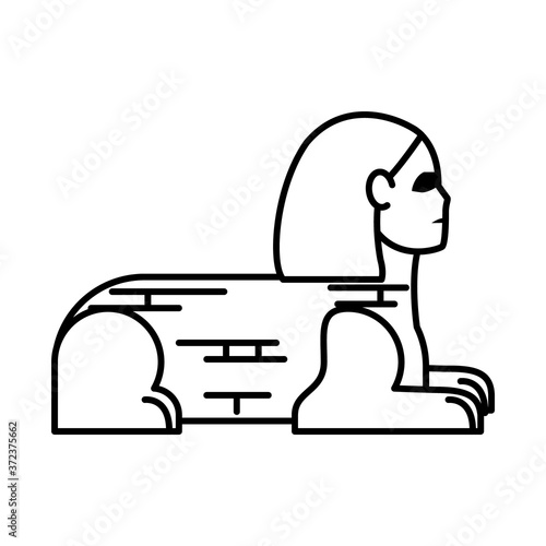 egyptian sphinx icon, line style