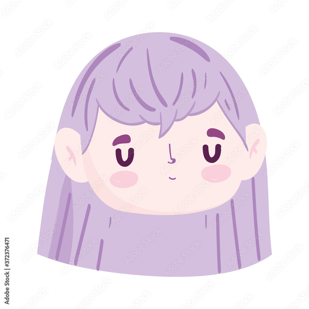 Fototapeta premium cartoon face cute girl color hair isolated icon design over white background