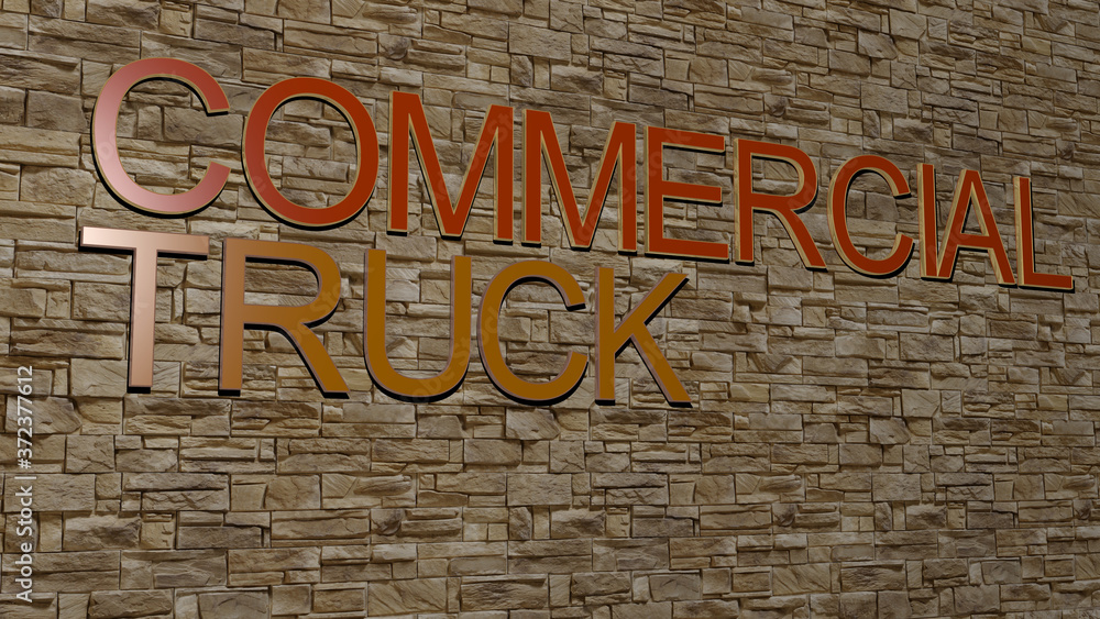commercial truck text on textured wall, 3D illustration for business and background commercial truck text on textured wall, 3D illustration for business and background