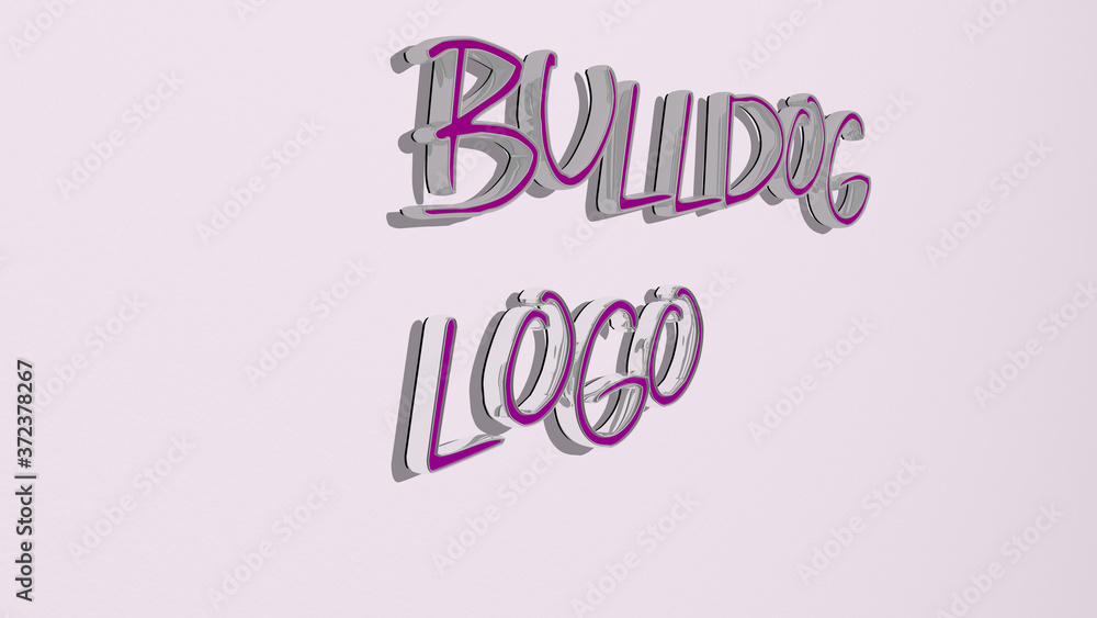 bulldog logo text on the wall, 3D illustration for animal and french