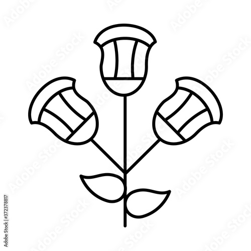 egyptian papyrus flowers icon, line style