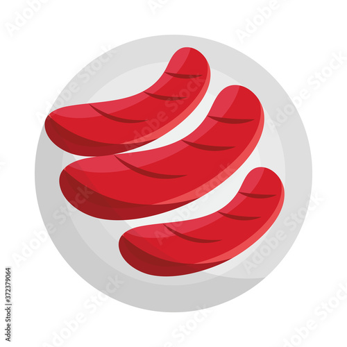 oktoberfest beer festival, grilled sausages in plate celebration german traditional design