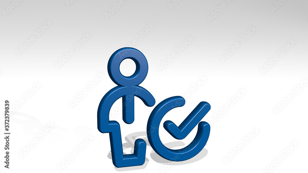single man actions check 3D icon casting shadow, 3D illustration for background and isolated single man actions check 3D icon casting shadow, 3D illustration for background and isolated