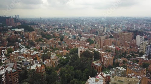 Wallpaper Mural Panoramic Aerial View of Bogota. Colombia, Cityscape Skyline and Neighborhoods  Under Hills of Monseratte Mountain, Drone Shot Torontodigital.ca