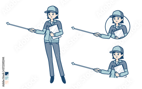 simple delivery woman_pointing-stick-B