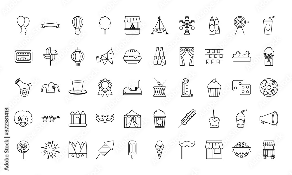 fair icon set, line style