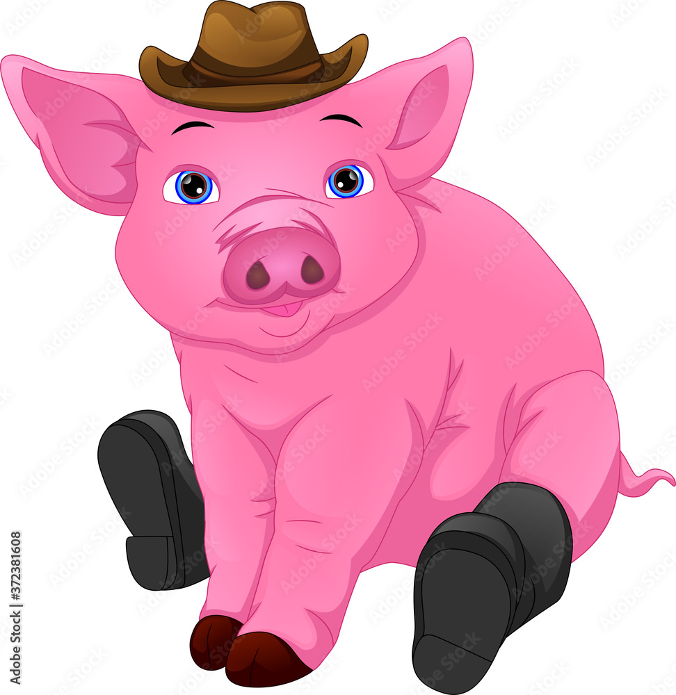 cute pig wearing hat and boots cute pig wearing hat and boots