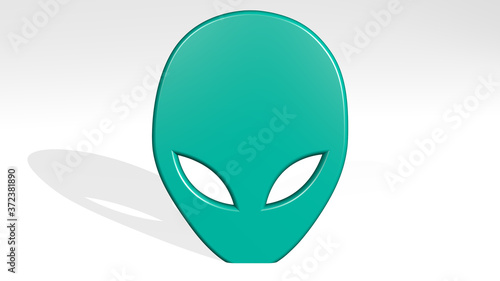 ALIEN 3D icon casting shadow, 3D illustration for background and cartoon
