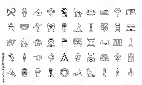 egypt icon set, line style