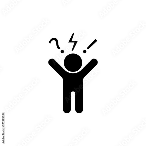 Man, angry, aggressive icon. Negative thinking sign. Bad mood client, customer negative behavior. Vector on isolated white background. EPS 10