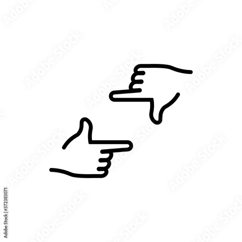 Hands frame icon. Photographer hand gesture of process of taking a photo. Sign of framing video, film making, motion picture making. Vector on isolated white background. EPS 10