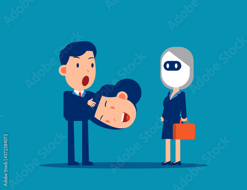 Take off Colleague head and turn into a robot