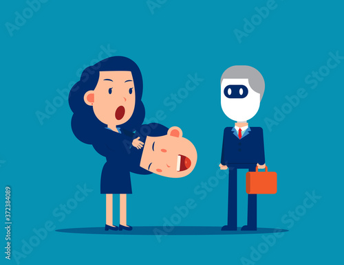 Take off Colleague head and turn into a robot