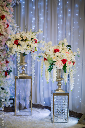 wedding decoration flower background,  colorful background, fresh rose,  © waranyu