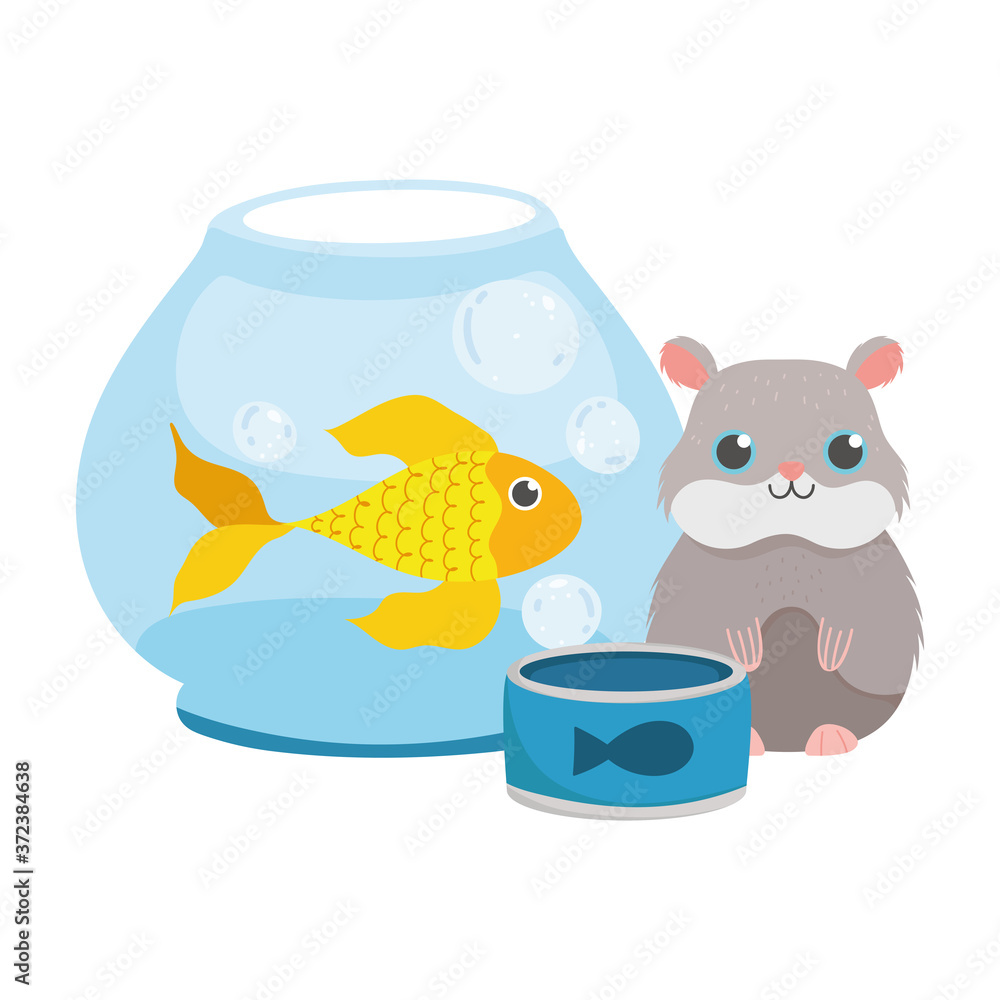 pet shop, hamster fish in bowl and food animal domestic cartoon pet shop, hamster fish in bowl and food animal domestic cartoon