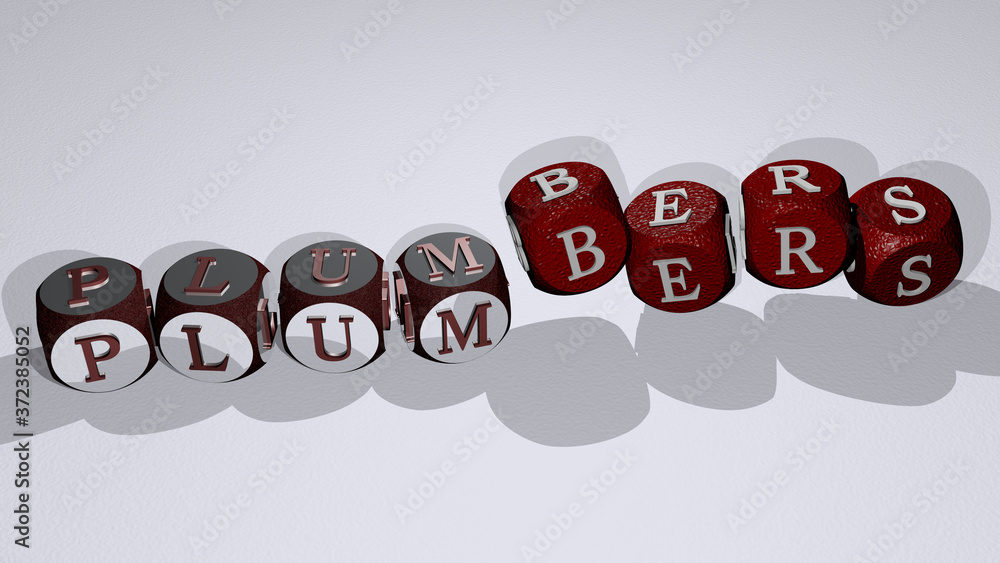 PLUMBERS text by dancing dice letters, 3D illustration PLUMBERS text by dancing dice letters, 3D illustration