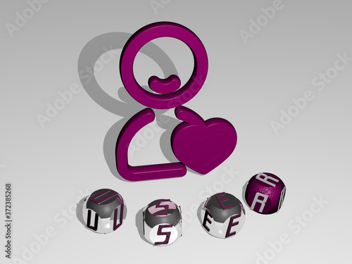 user round text of cubic letters around 3D icon, 3D illustration for interface and design