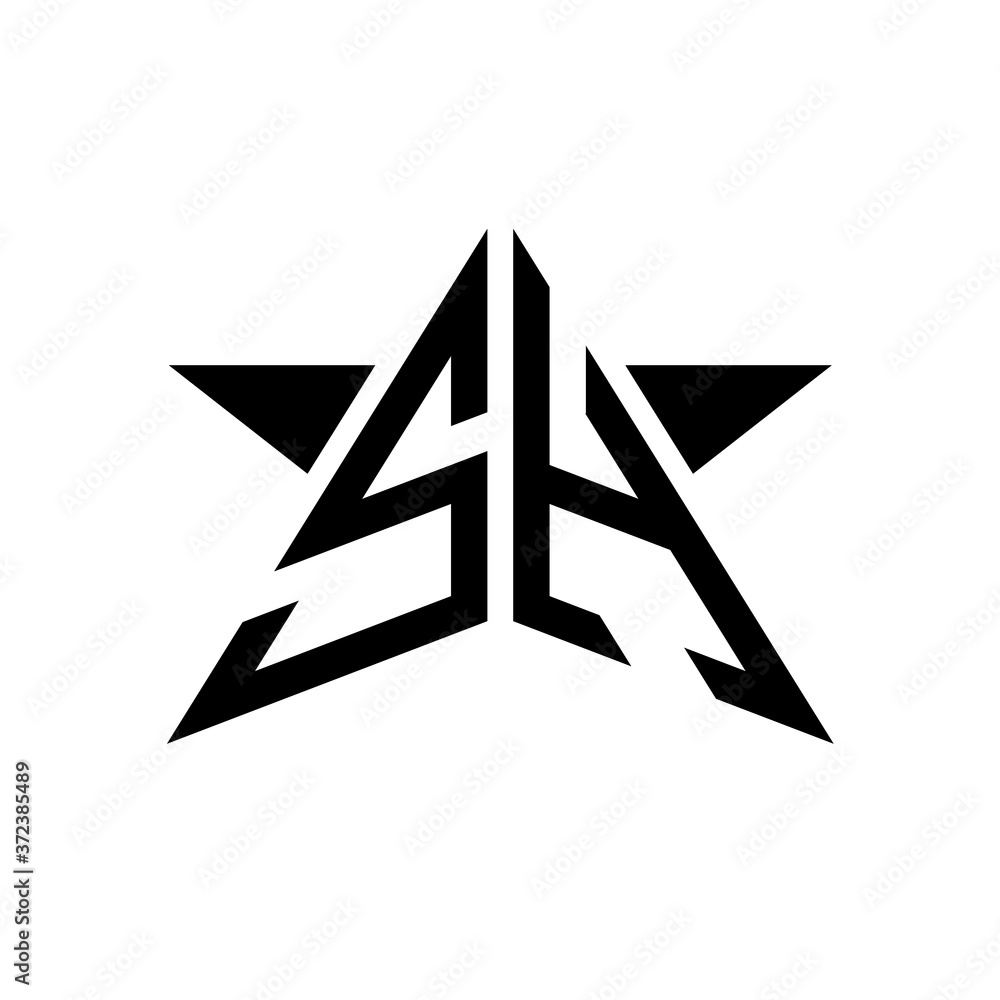 Initial Star Monogram Logo SH Initial Star Monogram Logo SH