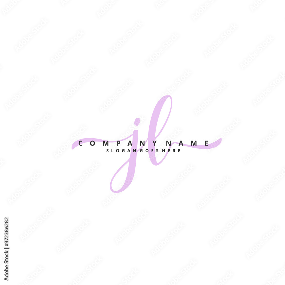 J L JL Initial handwriting and signature logo design with circle. Beautiful design handwritten logo for fashion, team, wedding, luxury logo.