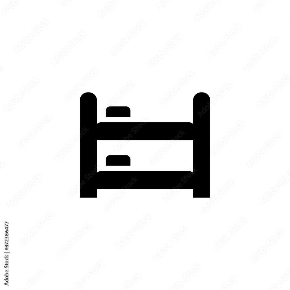 bunk bed icon in black flat glyph, filled style isolated on white background bunk bed icon in black flat glyph, filled style isolated on white background