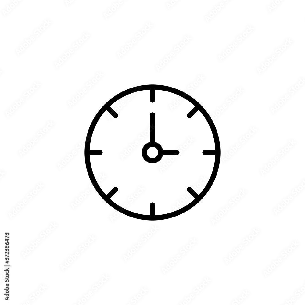 Wall clock icon in black line style icon, style isolated on white background Wall clock icon in black line style icon, style isolated on white background