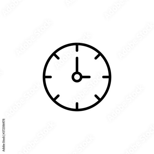 Wall clock icon in black line style icon, style isolated on white background
