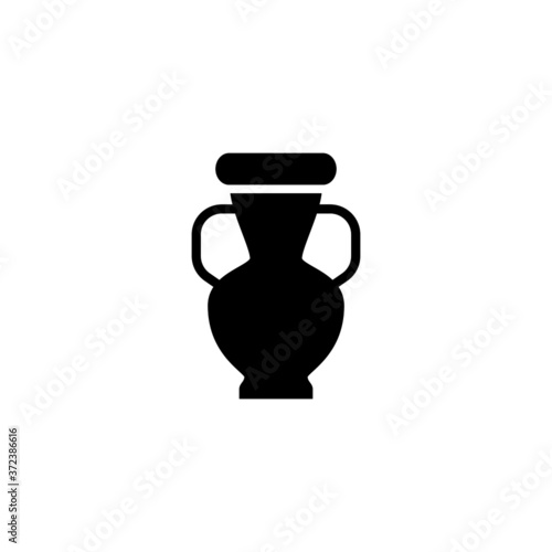 Ceramic vase icon in black flat glyph, filled style isolated on white background
