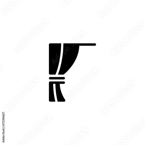 curtain icon in black flat glyph, filled style isolated on white background
