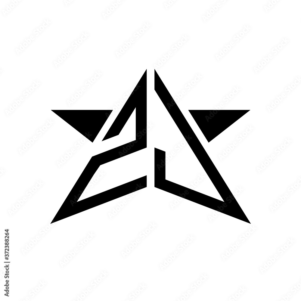 Initial Star Monogram Logo ZJ Initial Star Monogram Logo ZJ