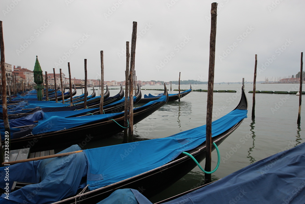 Fototapeta premium Gondolas, early morning, Venice, Italy.