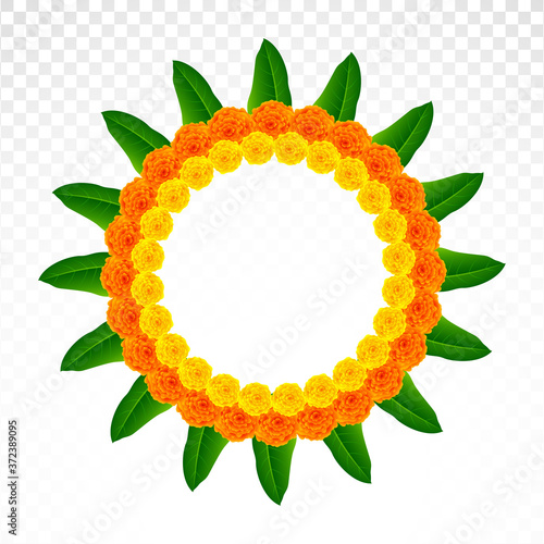 Illustration of a beautiful flower arrangement rounded rangoli for india traditional festival,wedding ceremony etc.