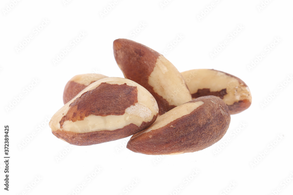 Brazil nuts isolated on white background closeup. Full depth of field Brazil nuts isolated on white background closeup. Full depth of field