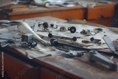old tools lying on the table
