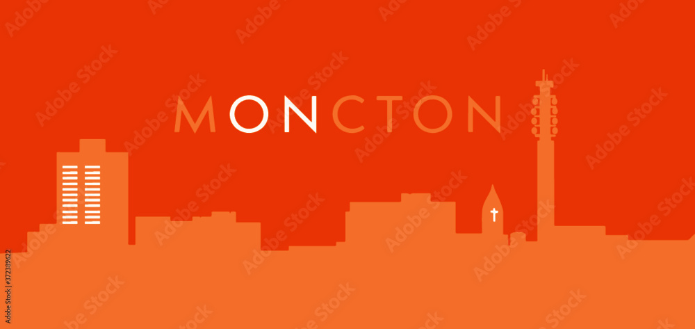 Fototapeta premium Vector skyline of Moncton city, New Brunswick, Canada