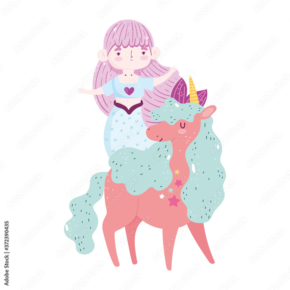 Fototapeta premium unicorn and mermaid dream cartoon
