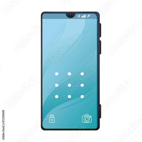realistic smartphone mockup with lock pattern, in white background vector illustration design