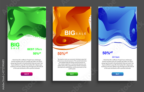 Dynamic modern fluid Big Sale Banners Design. Sale banner template design, Flas sale special offer set. photo