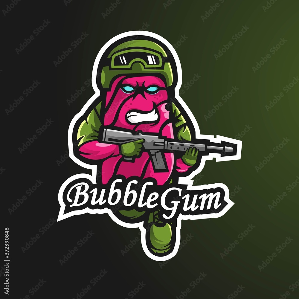 bubble gum mascot logo design vector with modern illustration concept style for badge, emblem and t shirt printing. candy army illustration