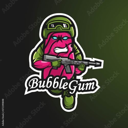 bubble gum mascot logo design vector with modern illustration concept style for badge, emblem and t shirt printing. candy army illustration