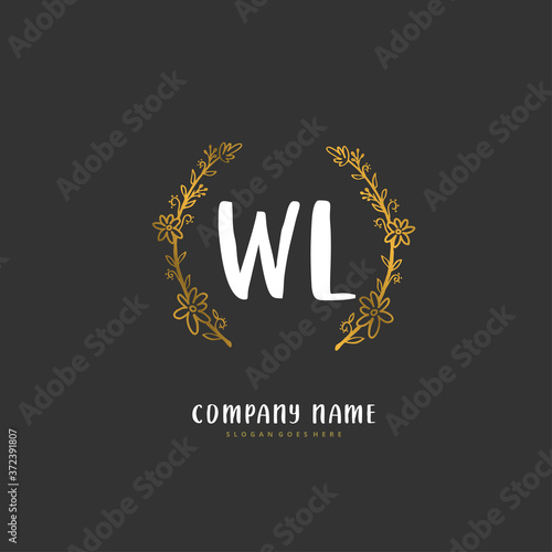 W L WL Initial handwriting and signature logo design with circle. Beautiful design handwritten logo for fashion, team, wedding, luxury logo.