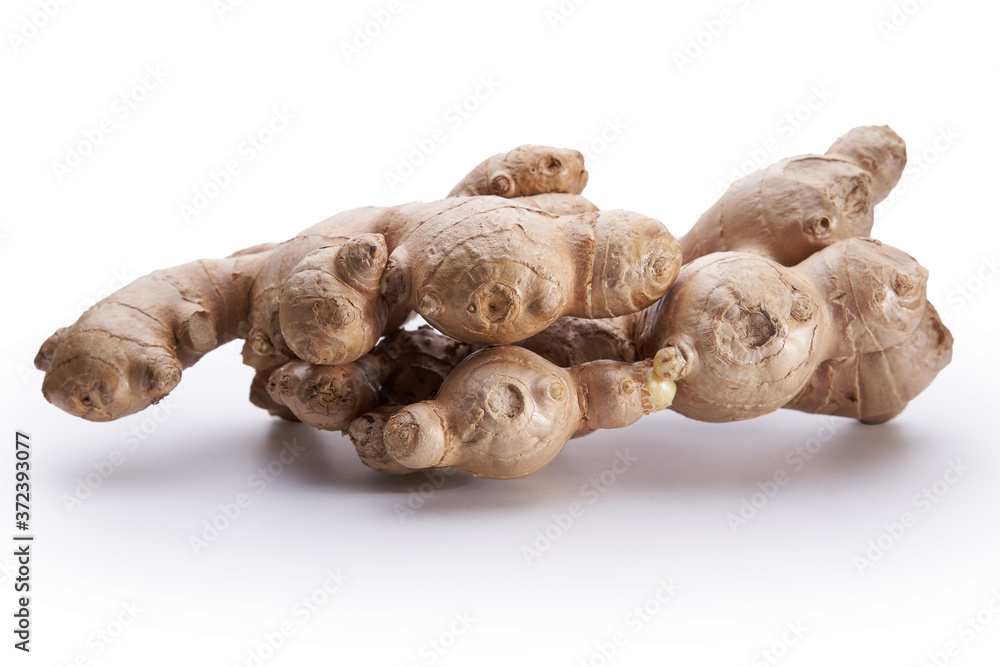 ginger root with clipping path on white background