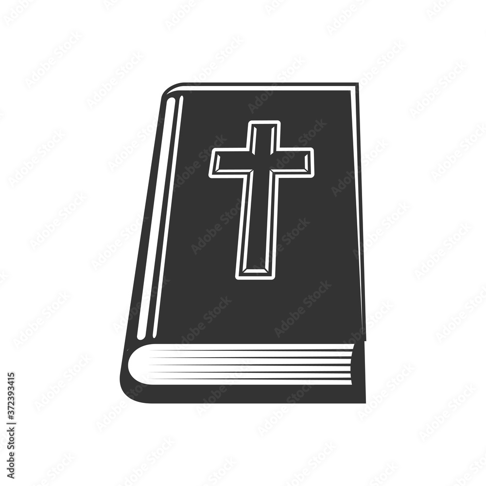 Christian holy book with worships isolated bible. Vector scripture with worships, christian religion gospel Christian holy book with worships isolated bible. Vector scripture with worships, christian religion gospel